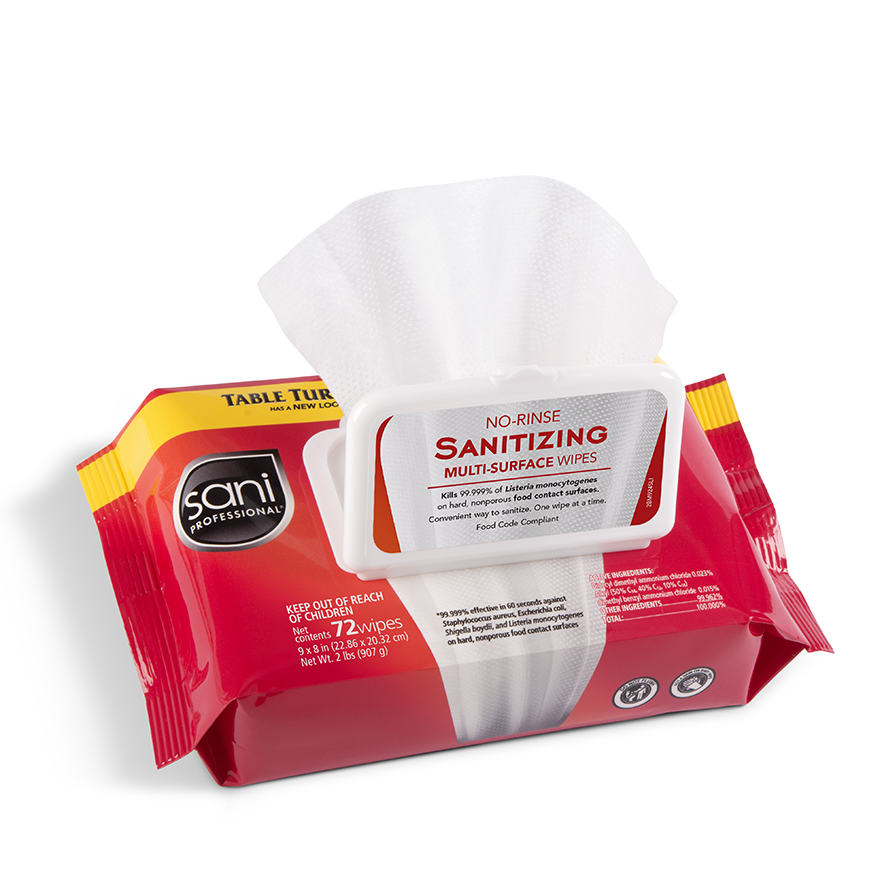 SANI-PROFESSIONAL M30472 Sani Professional Table Turner Cleaning Wipe - pack of 12